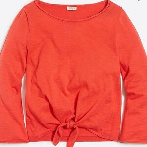 NWT J Crew Boatneck Tight Front Bell Sleeves Coral/Orange  Knit Sweater Size M